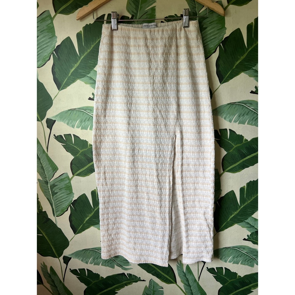 Urban Outfitters Midi Skirt Women S Cream Striped
